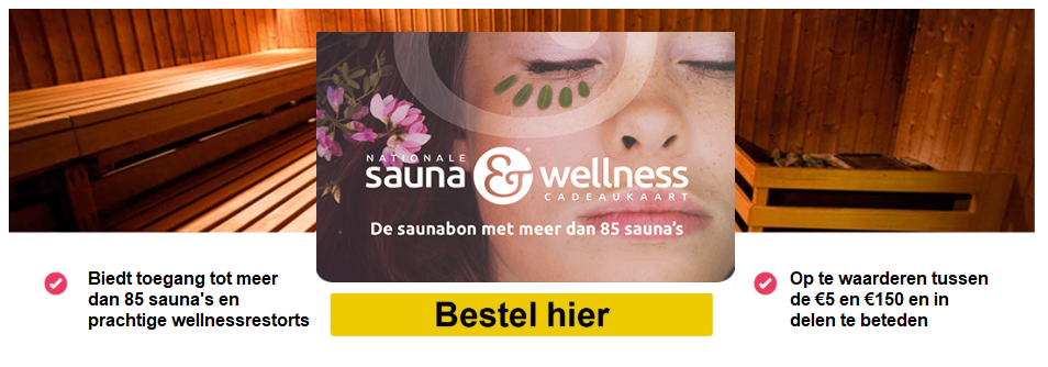 Postbode Nationaal volkslied Sinewi Nationale Sauna & Wellness cadeaubon online kopen? Cadeaukaart Sauna